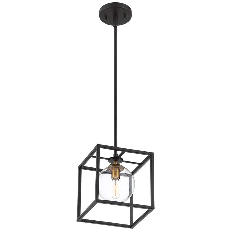 Image 7 Possini Euro Delaney 8 inch Wide Black Open Square Mini Pendant Light more views