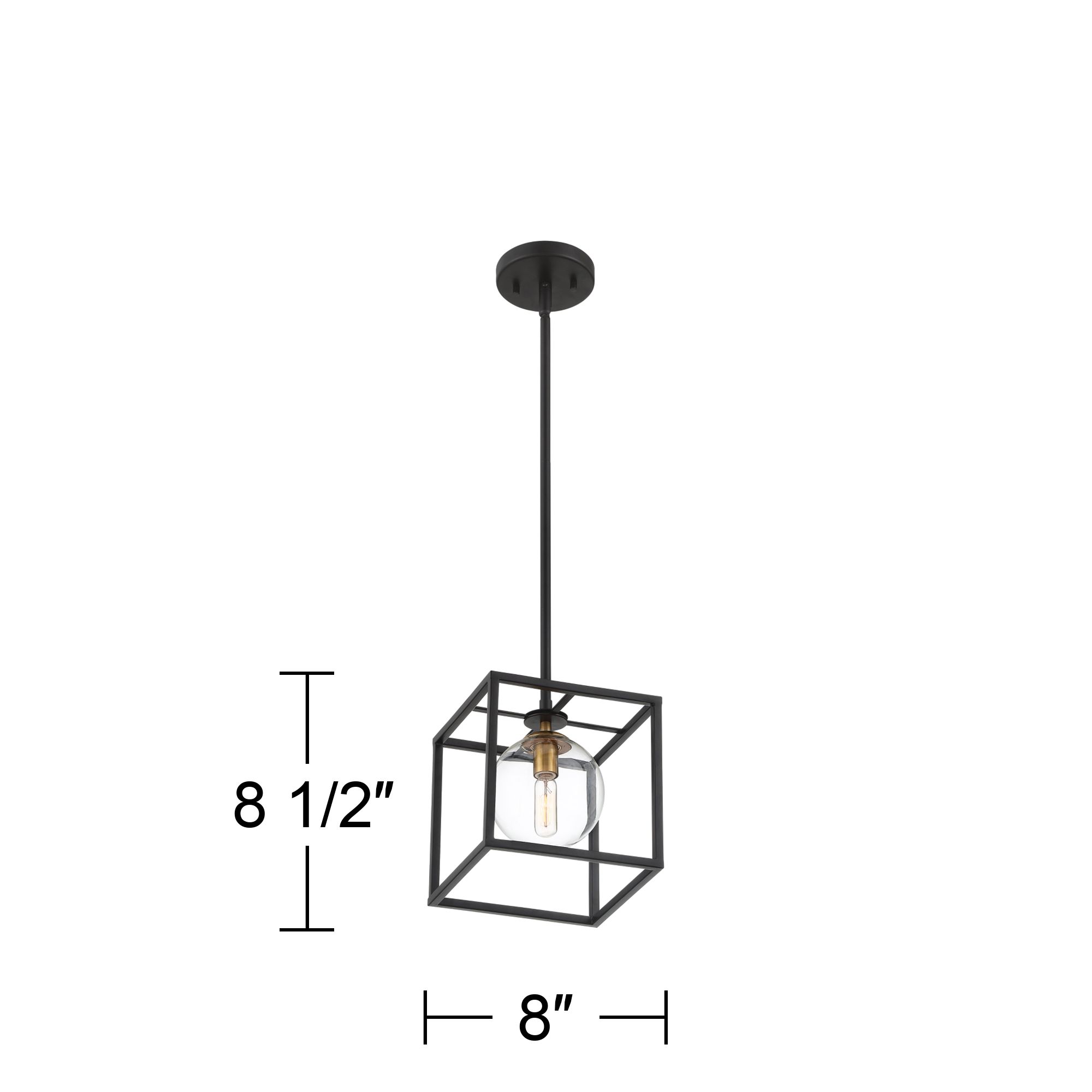 Possini Euro Delaney 8" Wide Black Open Square Mini Pendant Light