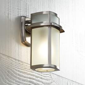 Image2 of Possini Euro Delevan 11 1/4" High Brushed Nickel Outdoor Wall Light