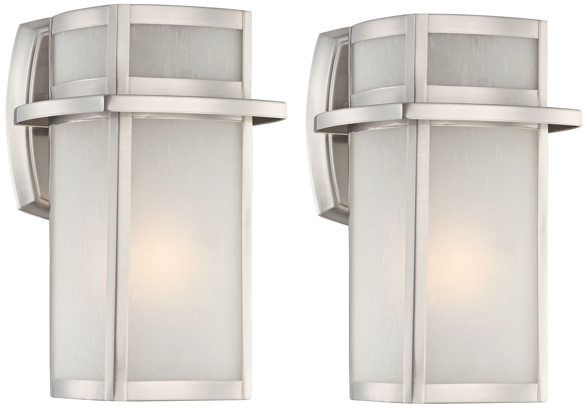 Possini Euro Delevan 11 1/4" Nickel Outdoor Wall Lights Set of 2