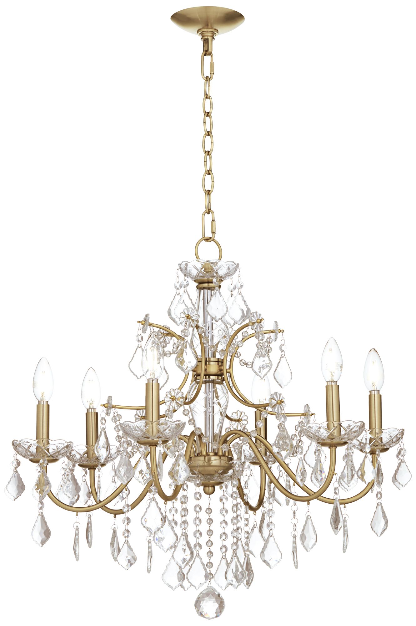 Possini Euro DeMallo 26" Gold 6-Light Crystal Chandelier