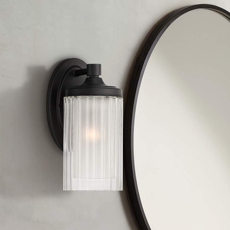 Possini Euro Dembry 10 1/4&quot; High Black and Glass Wall Sconce