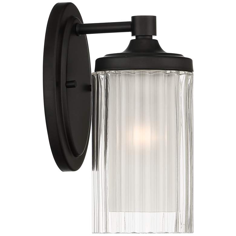 Possini Euro Dembry 10 1/4&quot; High Black and Glass Wall Sconce more views