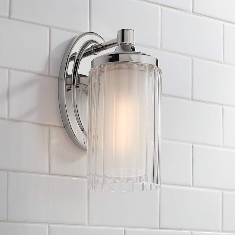 Image 1 Possini Euro Dembry 10 1/4" High Double Glass Wall Sconce