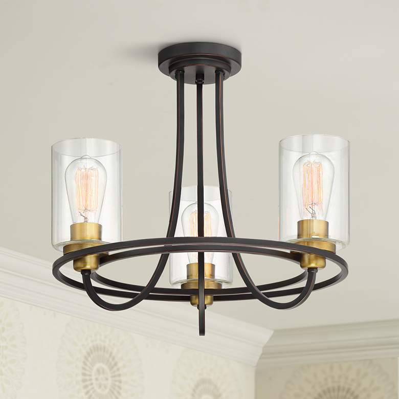 Image 1 Possini Euro Demy 20" Wide 3-Light Bronze-Gold Ceiling Light