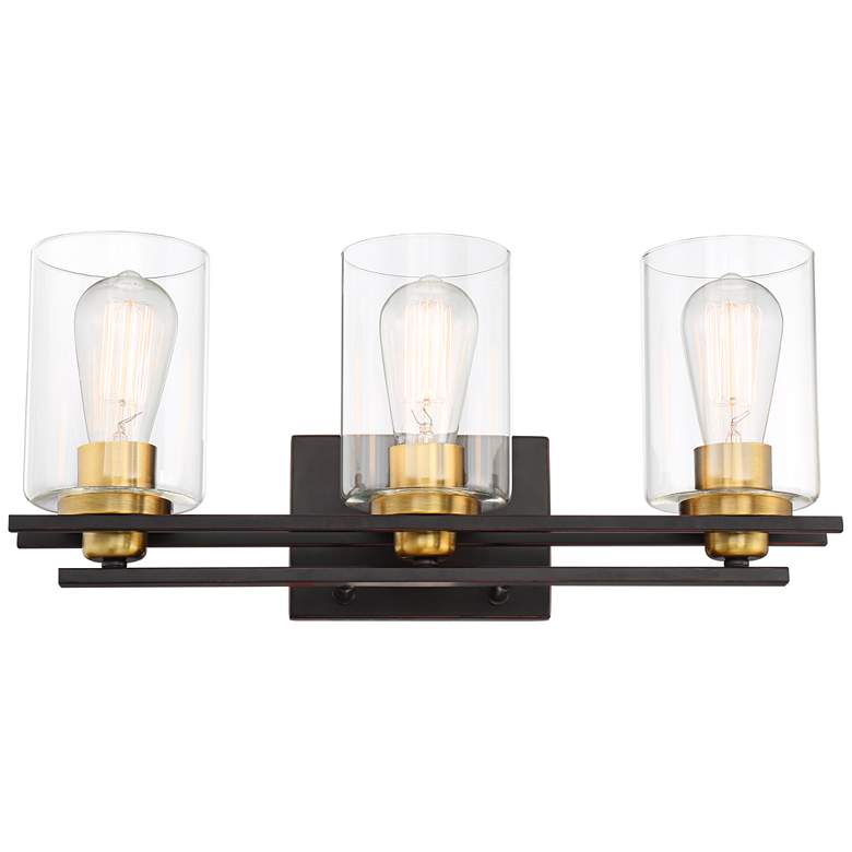 Image 2 Possini Euro Demy 20" Wide Bronze and Gold 3-Light Bath Light