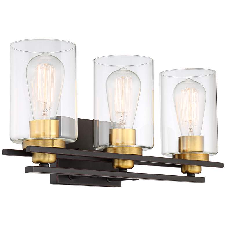 Image 5 Possini Euro Demy 20" Wide Bronze and Gold 3-Light Bath Light more views