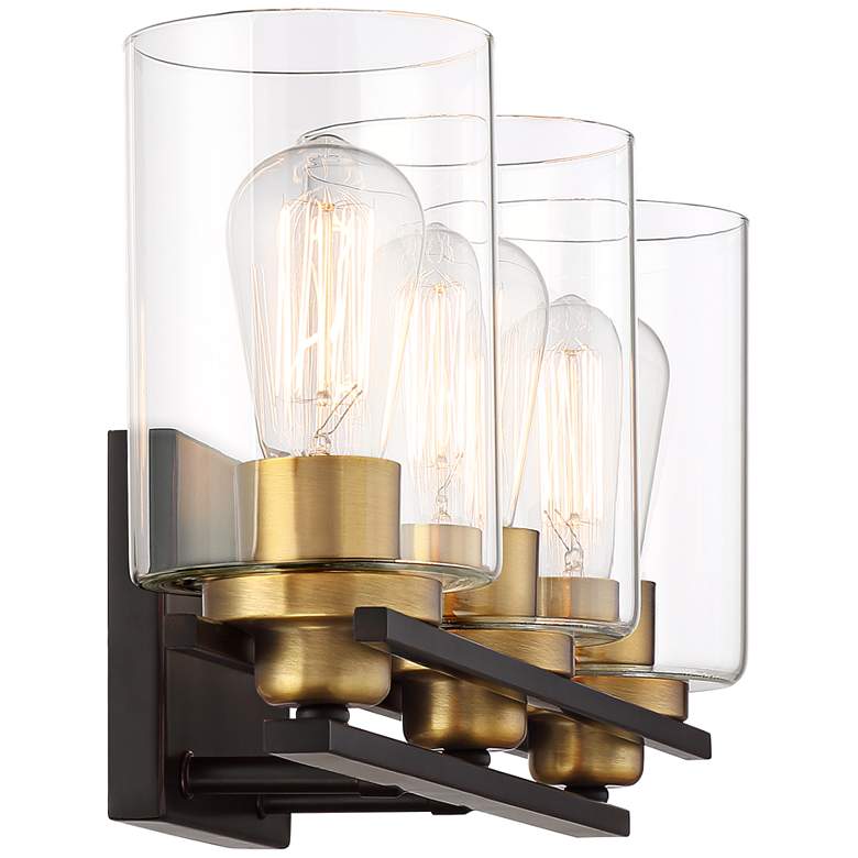 Image 6 Possini Euro Demy 20" Wide Bronze and Gold 3-Light Bath Light more views