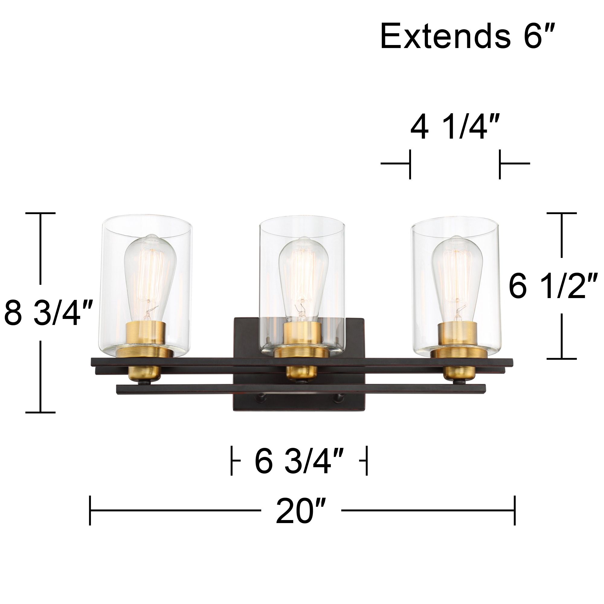 Possini Euro Demy 20" Wide Bronze and Gold 3-Light Bath Light