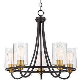 Image3 of Possini Euro Demy 23" Wide Oil-Rubbed Bronze 5-Light Ring Chandelier
