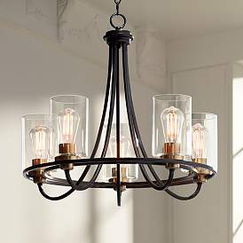 Image2 of Possini Euro Demy 23" Wide Oil-Rubbed Bronze 5-Light Ring Chandelier