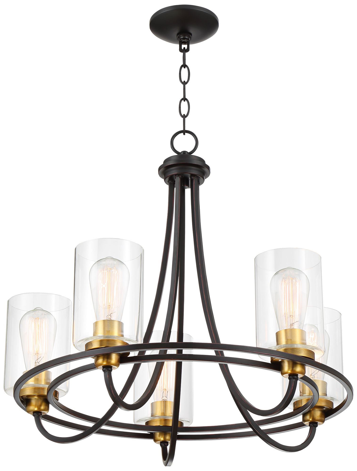 Possini Euro Demy 23" Wide Oil-Rubbed Bronze 5-Light Ring Chandelier in scene