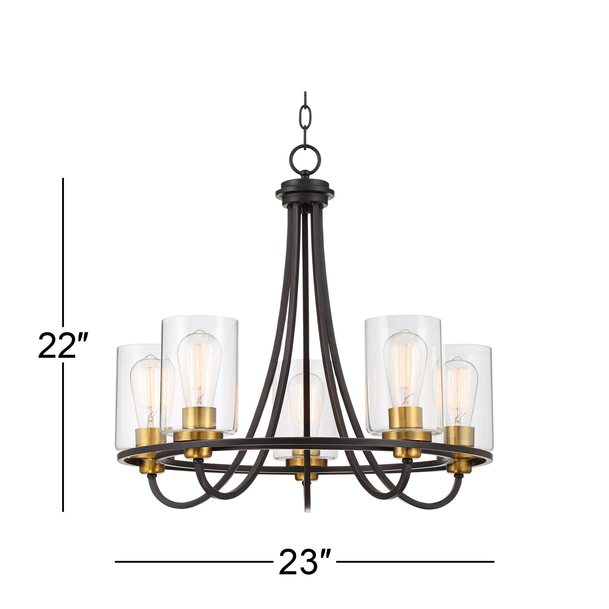 Possini Euro Demy 23" Wide Oil-Rubbed Bronze 5-Light Ring Chandelier in scene