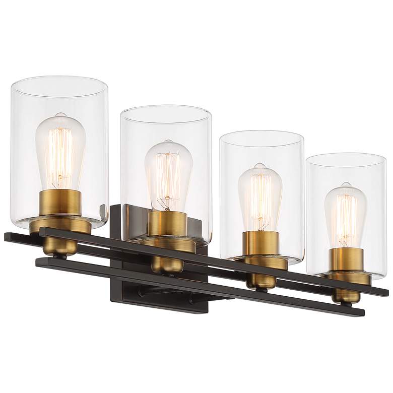 Image 5 Possini Euro Demy 27"W Bronze and Gold 4-Light Bath Light more views