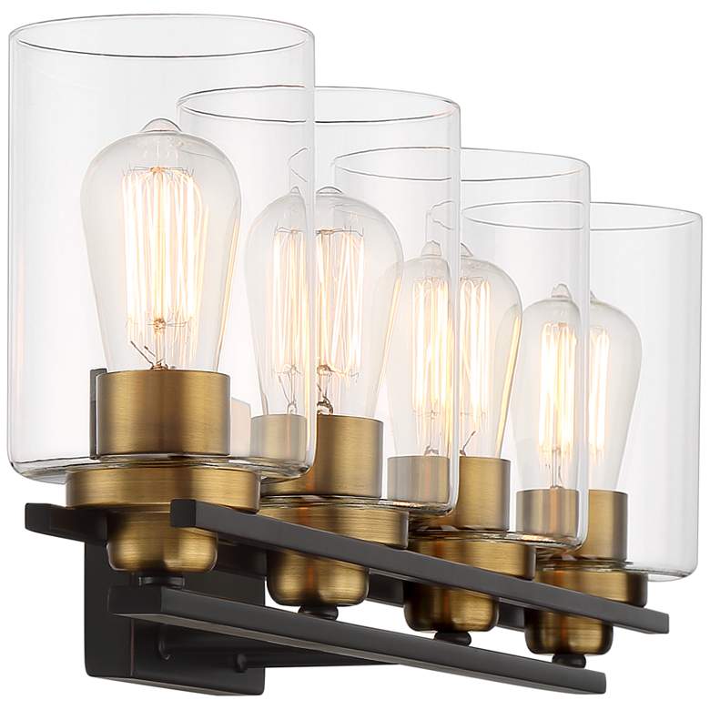 Image 6 Possini Euro Demy 27"W Bronze and Gold 4-Light Bath Light more views