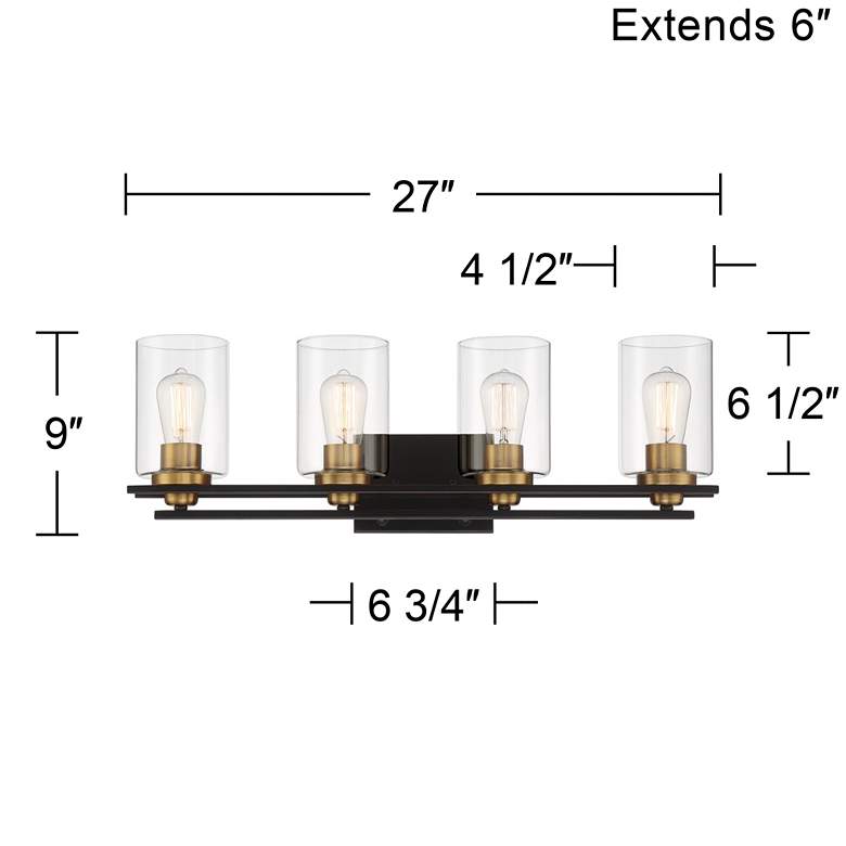 Image 7 Possini Euro Demy 27"W Bronze and Gold 4-Light Bath Light more views