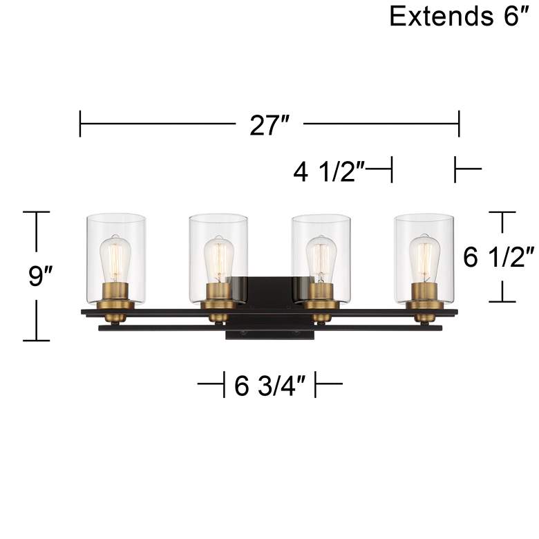 Image 7 Possini Euro Demy 27 inchW Bronze and Gold 4-Light Bath Light more views