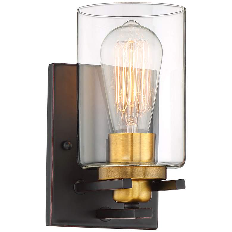 Image 2 Possini Euro Demy 8 3/4" High Bronze and Gold Wall Sconce