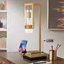Possini Euro Denali 25" Marble and Gold Desk Lamp with Dual USB Ports