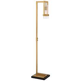 Image2 of Possini Euro Denali 61" Warm Gold Floor Lamp with Glass Shade