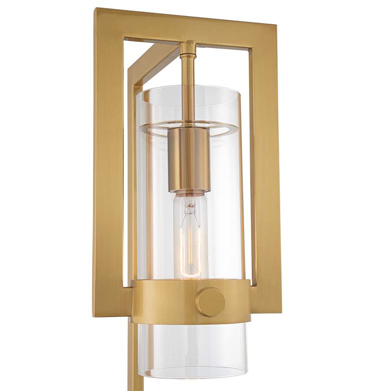 Image 3 Possini Euro Denali 61" Warm Gold Floor Lamp with Glass Shade more views