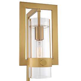 Image3 of Possini Euro Denali 61" Warm Gold Floor Lamp with Glass Shade more views