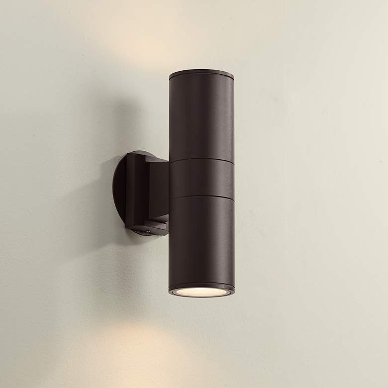 Image 1 Possini Euro Design 11 3/4" High Brown Up-Down Modern Wall Sconce