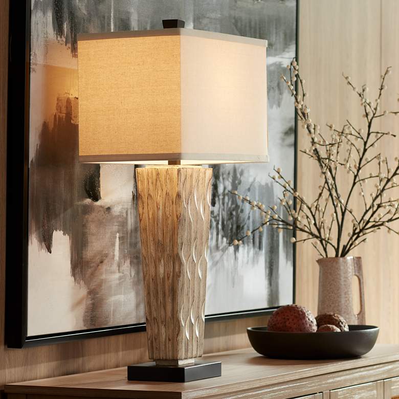 Image 1 Possini Euro Design 31" High Modern Faux Stone Table Lamp