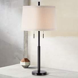 Image2 of Possini Euro Design 33" High Matte Dark Bronze Stick Buffet Table Lamp