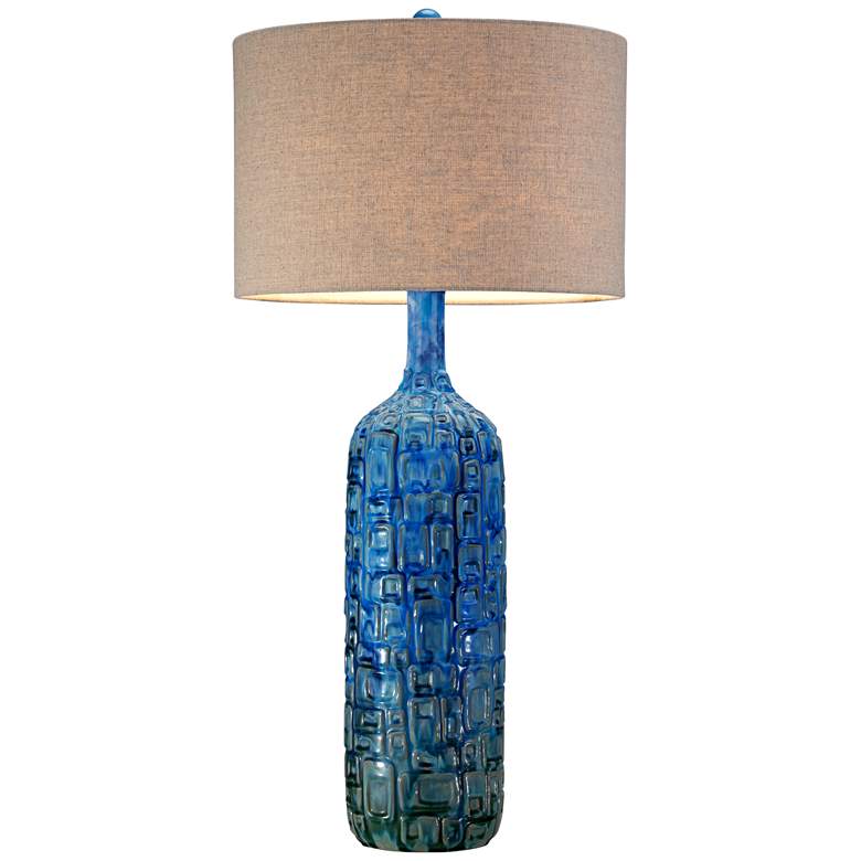 Image 7 Possini Euro Design 36" High Teal Blue Modern Ceramic Table Lamp more views