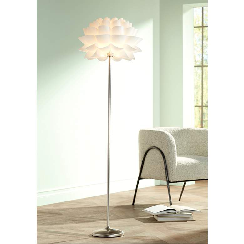 Image 1 Possini Euro Design 63 inch White Flower Modern Floor Lamp