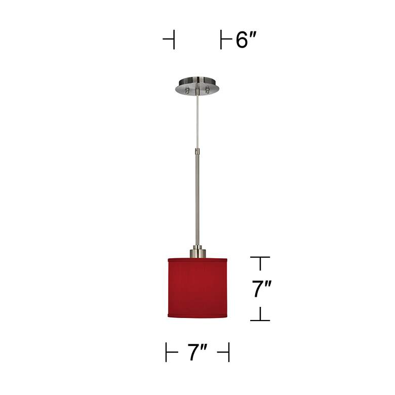 Image 5 Possini Euro Design 7" Wide Textured Faux Silk Red Mini Pendant Light more views