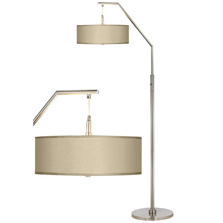 Image 1 Possini Euro Design 71 1/2 inch Nickel and Sesame Modern Arc Floor Lamp