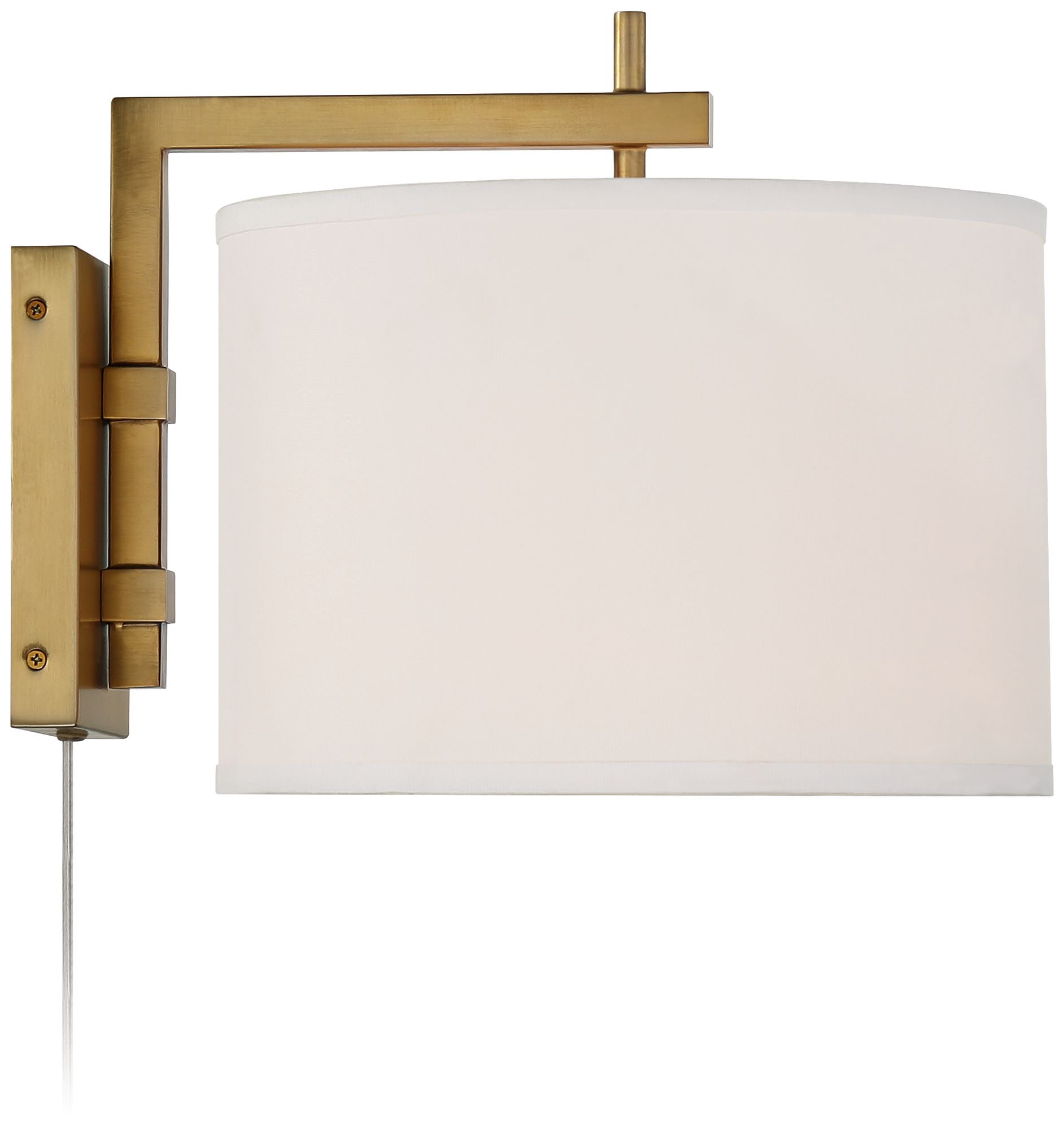Image 6 Possini Euro Design Adair 12" Modern Warm Brass Plug-In Wall Lamp more views