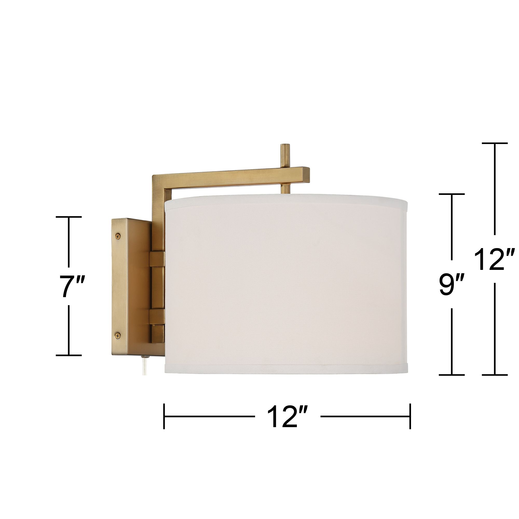 Image 7 Possini Euro Design Adair 12" Modern Warm Brass Plug-In Wall Lamp more views