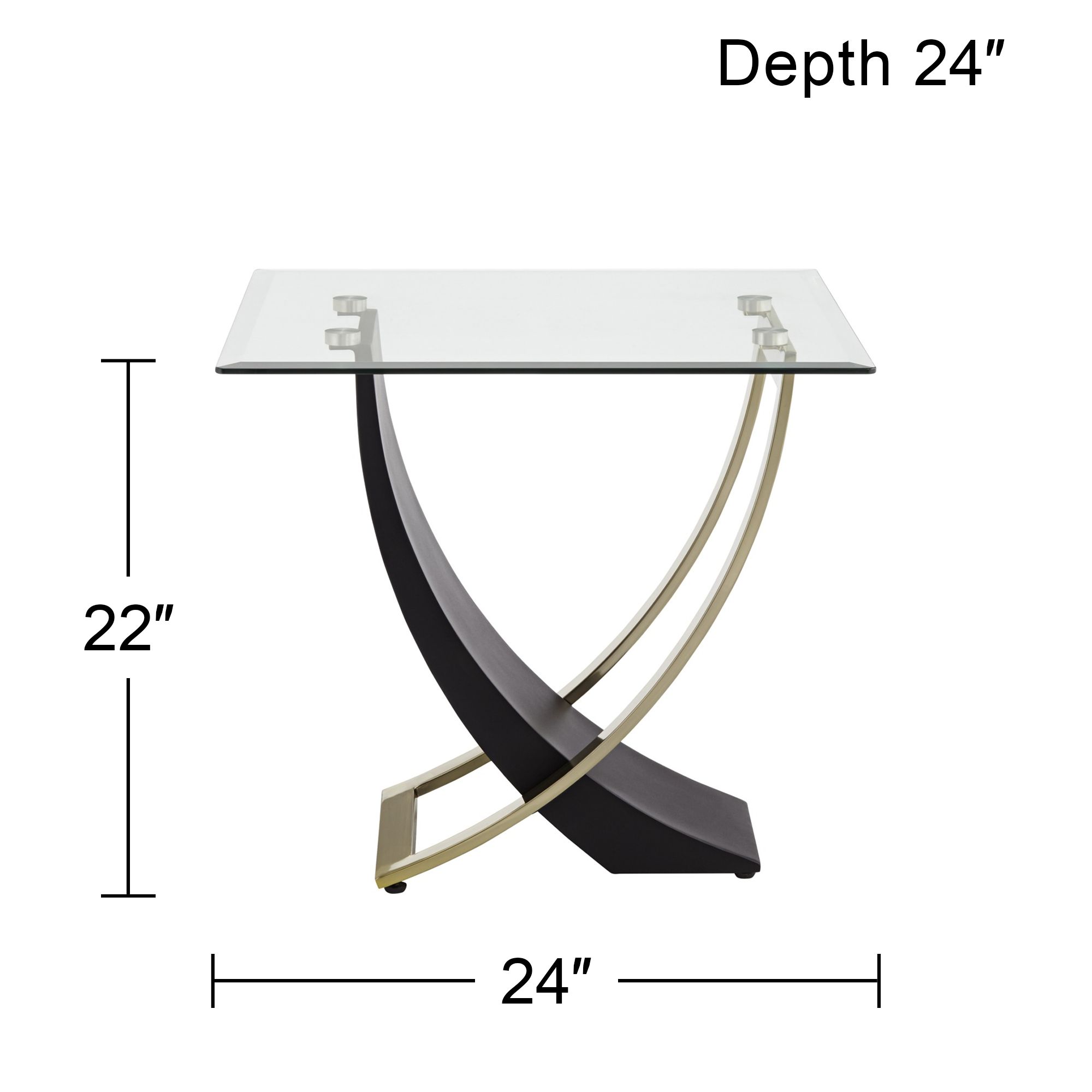 Possini Euro Design Airfoil 24"W Modern Black and Gold Glass End Table