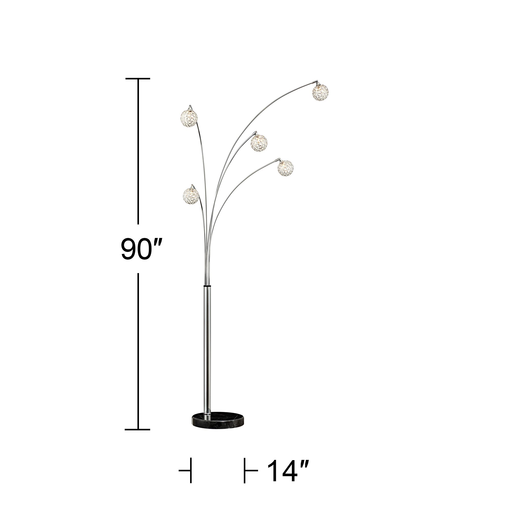 Possini Euro Design Allegra 88" High Crystal Ball Arc Floor Lamp in scene