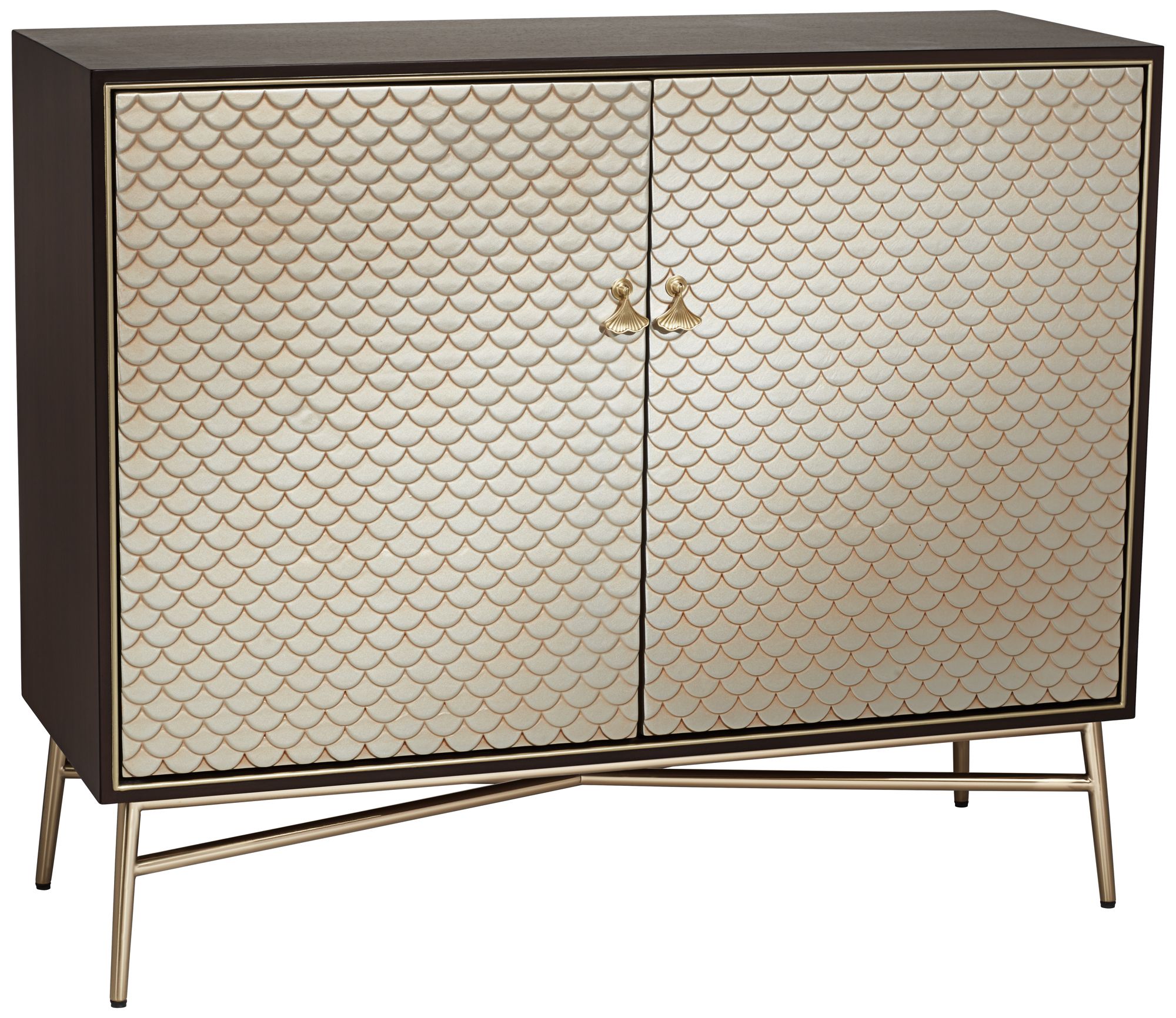 Image 2 Possini Euro Design Auric 35 1/2"W Mahogany and Brass Modern Cabinet