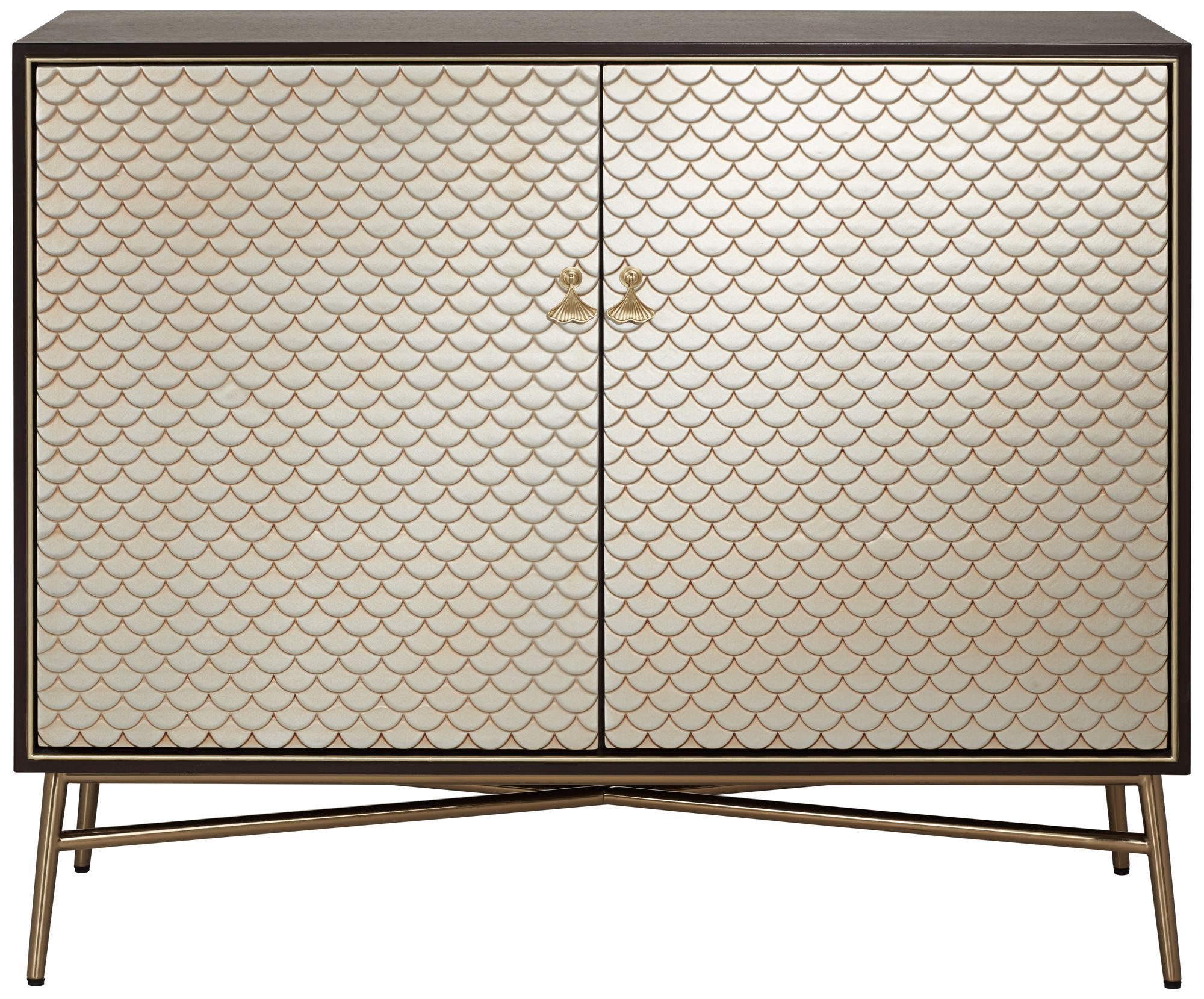 Image 7 Possini Euro Design Auric 35 1/2"W Mahogany and Brass Modern Cabinet more views