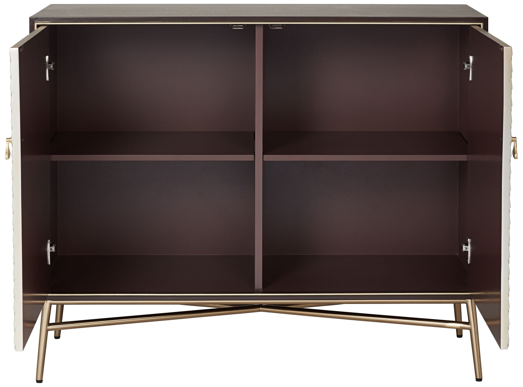 Possini Euro Design Auric 35 1/2"W Mahogany and Brass Modern Cabinet