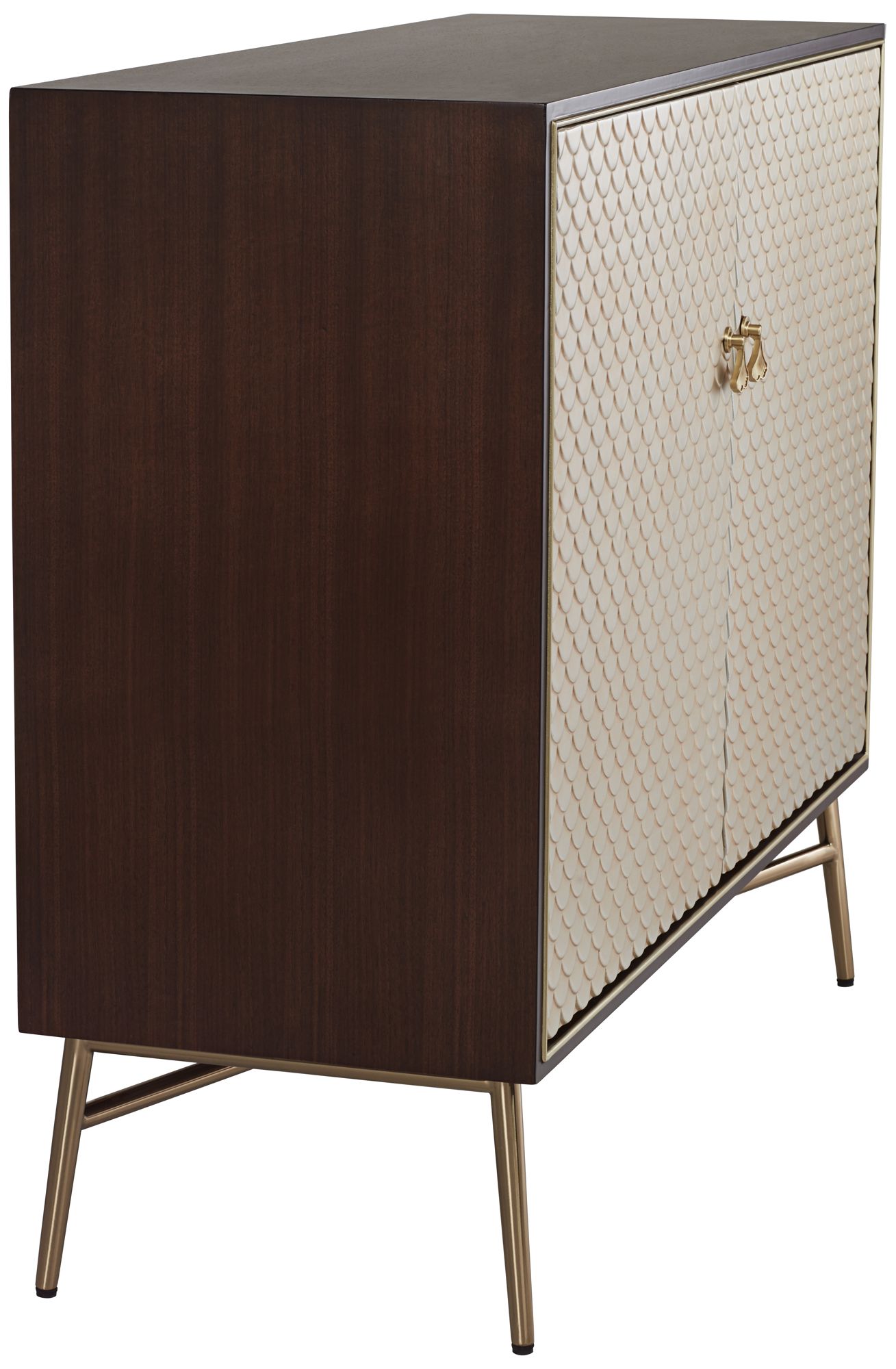 Possini Euro Design Auric 35 1/2"W Mahogany and Brass Modern Cabinet