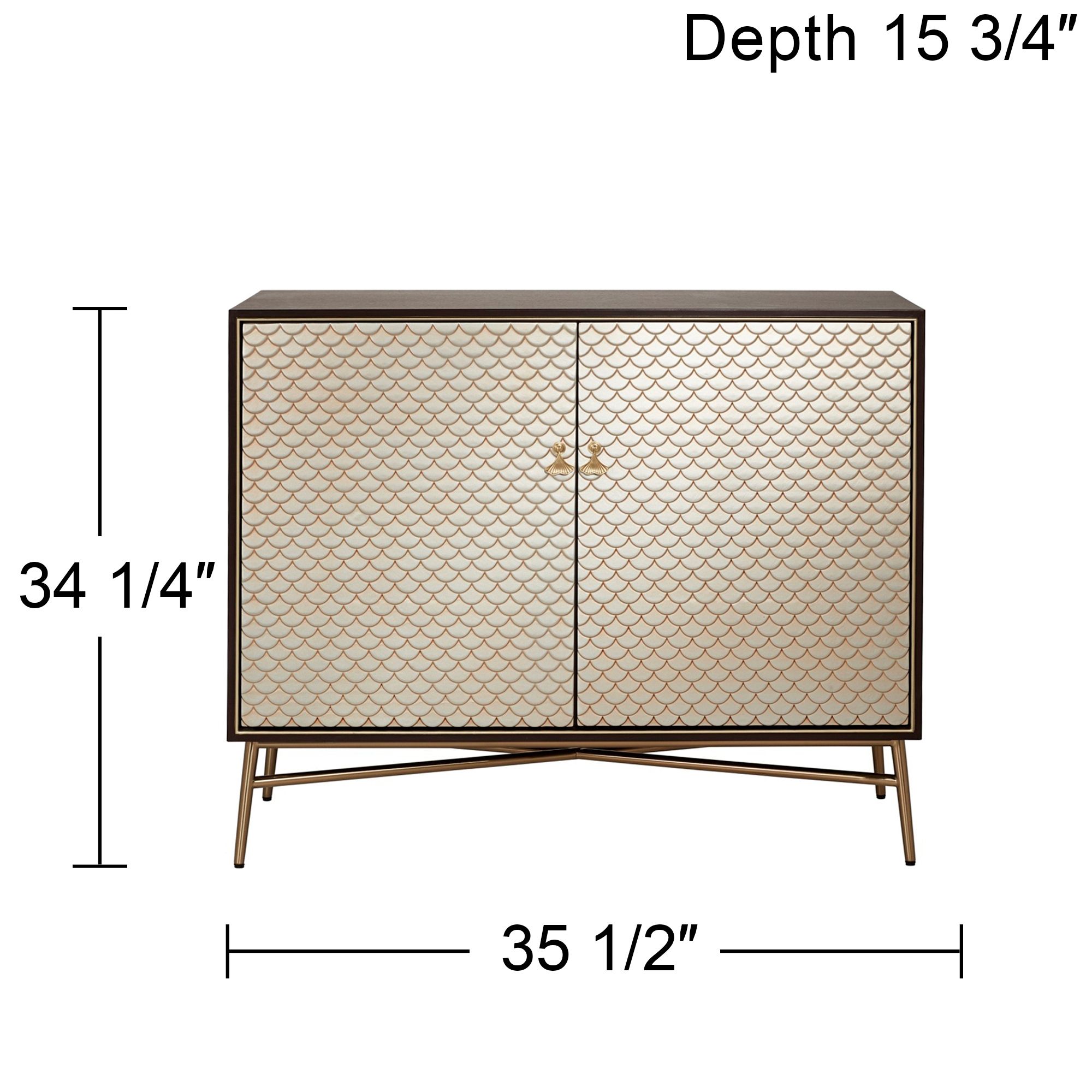 Possini Euro Design Auric 35 1/2"W Mahogany and Brass Modern Cabinet