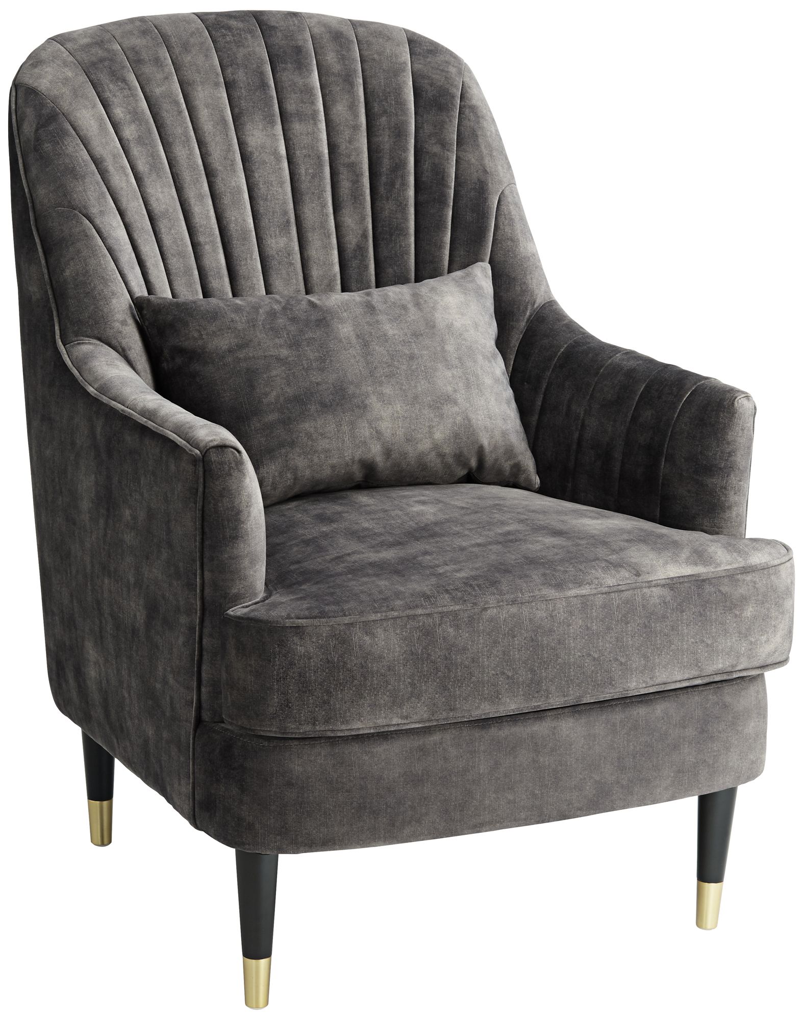 Image 3 Possini Euro Design Austen 28"W Tufted Charcoal Gray Velvet Armchair