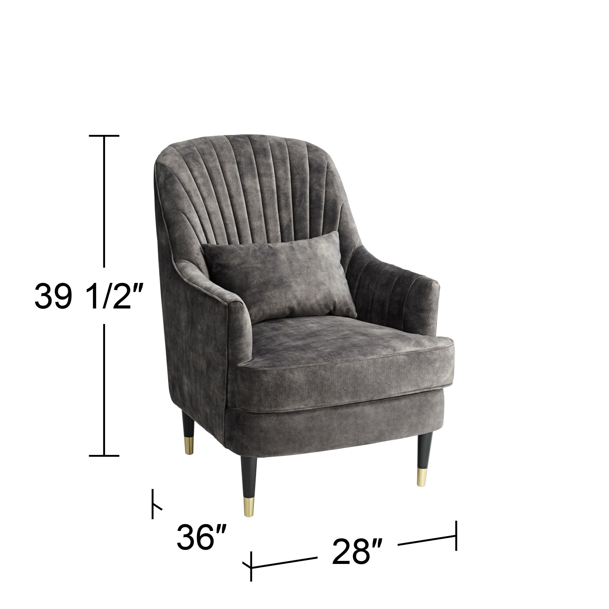 Possini Euro Design Austen 28"W Tufted Charcoal Gray Velvet Armchair in scene