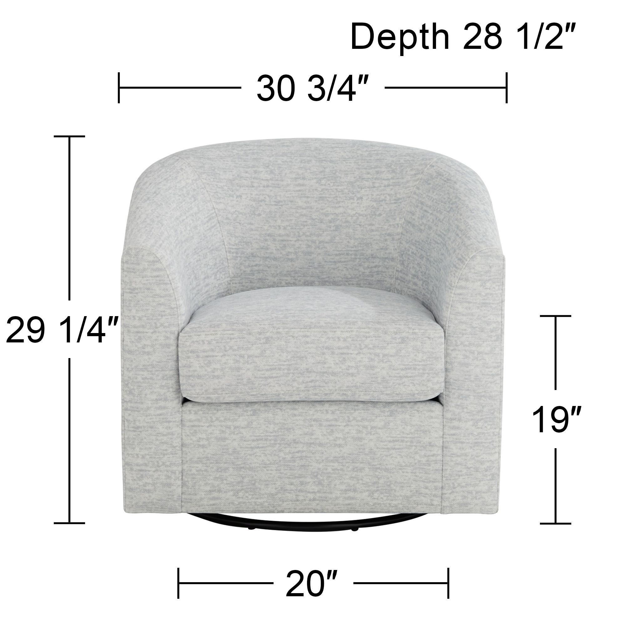 Possini Euro Design Barrel 30 3/4" Wide Gray Fabric Swivel Chair in scene