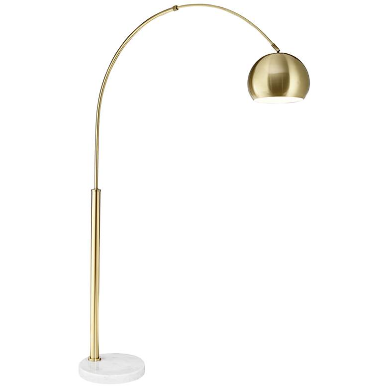 Image 2 Possini Euro Design Basque White Marble and Gold Modern Arc Floor Lamp