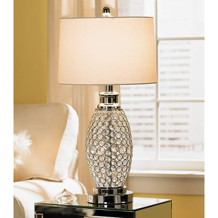 Possini Euro Design Beaded Modern Table Lamp with White Shade - #V0785 |  Lamps Plus