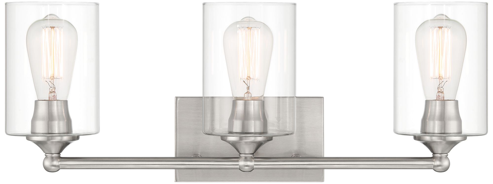Image 2 Possini Euro Design Bellings 24" Nickel/Clear Glass 3-Lt Bath Light