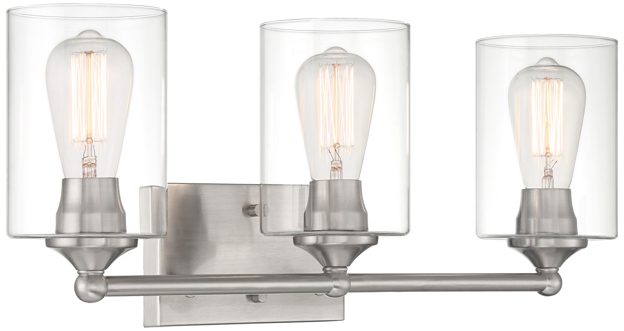 Image 6 Possini Euro Design Bellings 24" Nickel/Clear Glass 3-Lt Bath Light more views