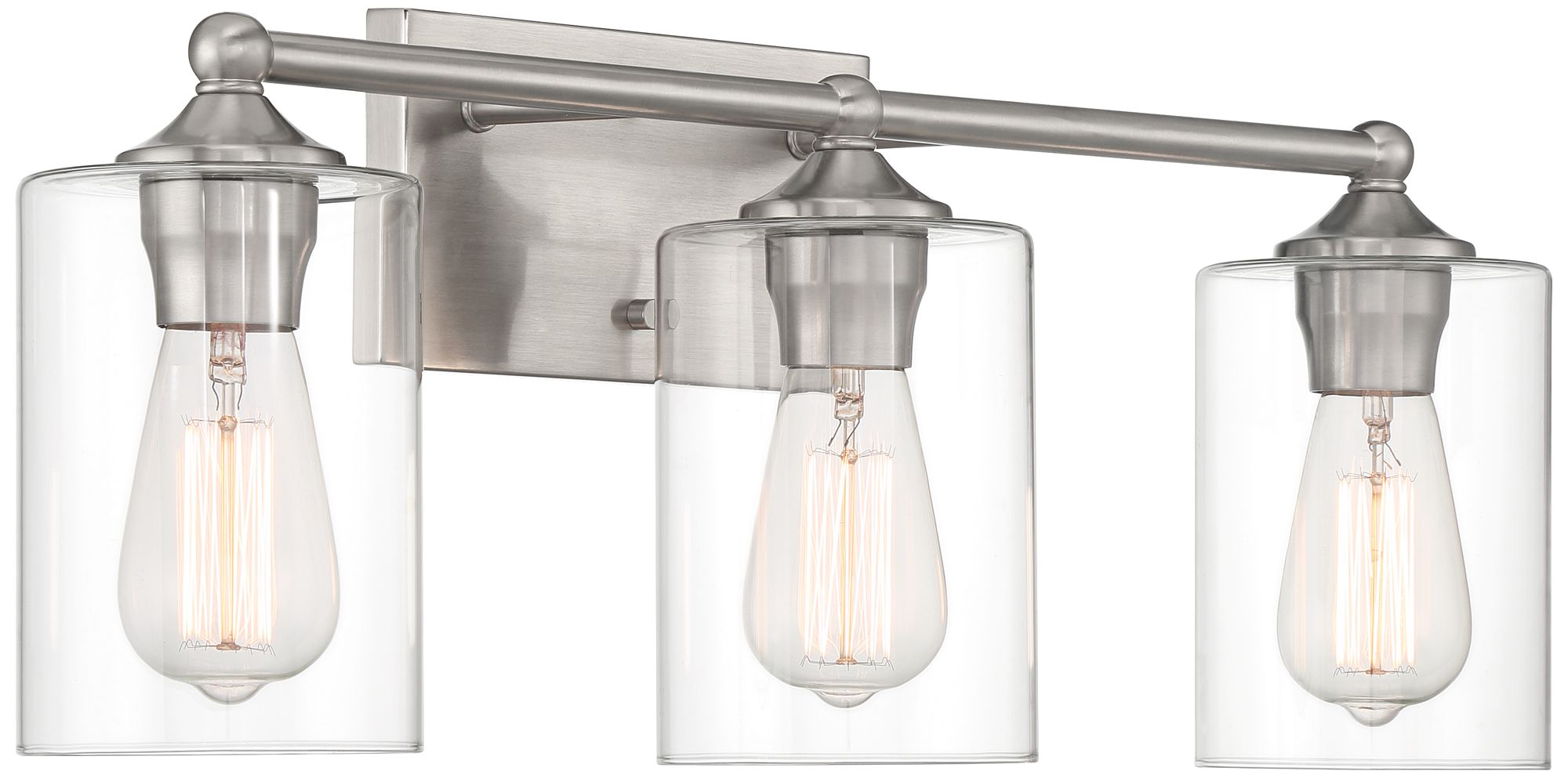 Image 7 Possini Euro Design Bellings 24" Nickel/Clear Glass 3-Lt Bath Light more views